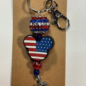 Patriotic Mickey Keychain with Star Charm